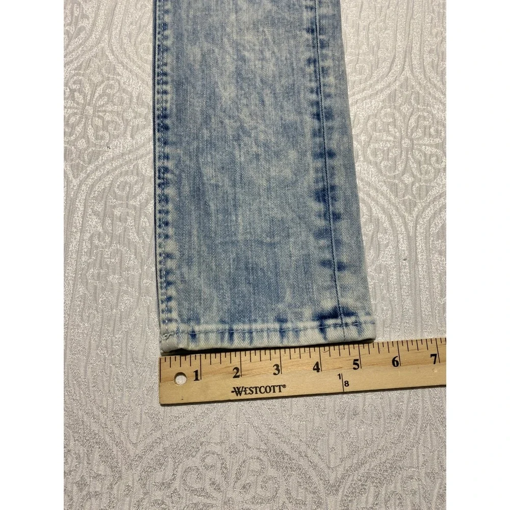 True Religion Pleated Moto Skinny Jeans Light Acid Wash Blue‎ Size 27